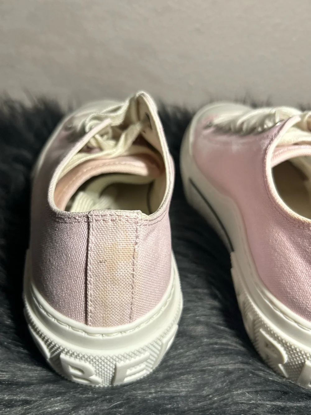 Burberry Pink Organic Cotton Low-Top Canvas Sneakers Size US 8.5 - Picture 7 of 13